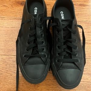Gently worn black converse chuck Taylor all star leather low top sneakers